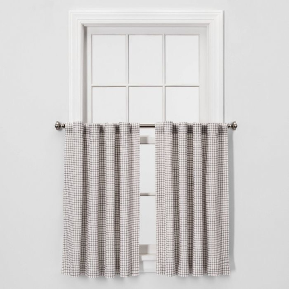 🆕2pc 36"x42" Honeycomb Weave Curtain Panel Gray🖤